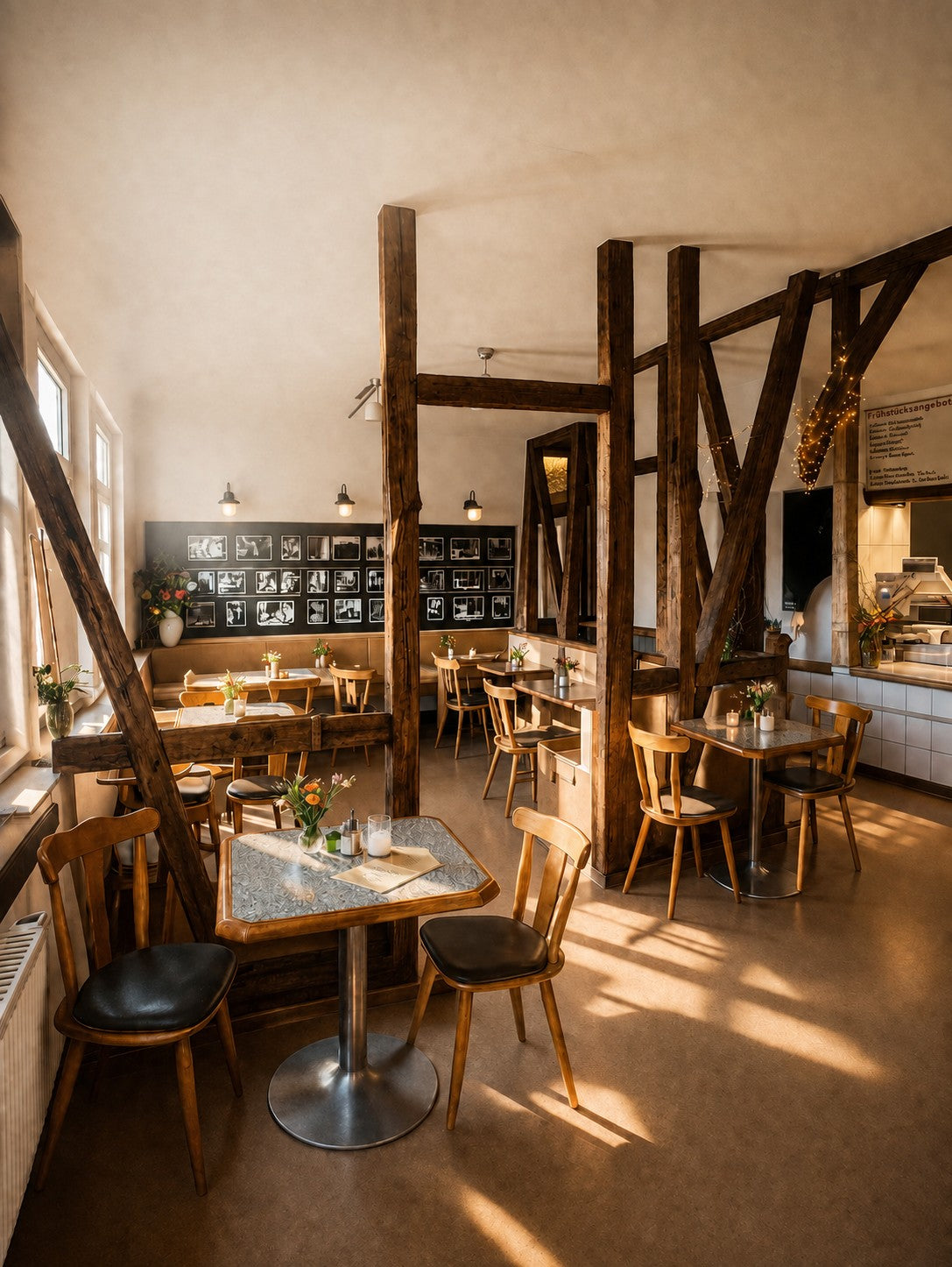 Gemütlich sitzen im Imbiss der Fleischerei Urban in Gotha